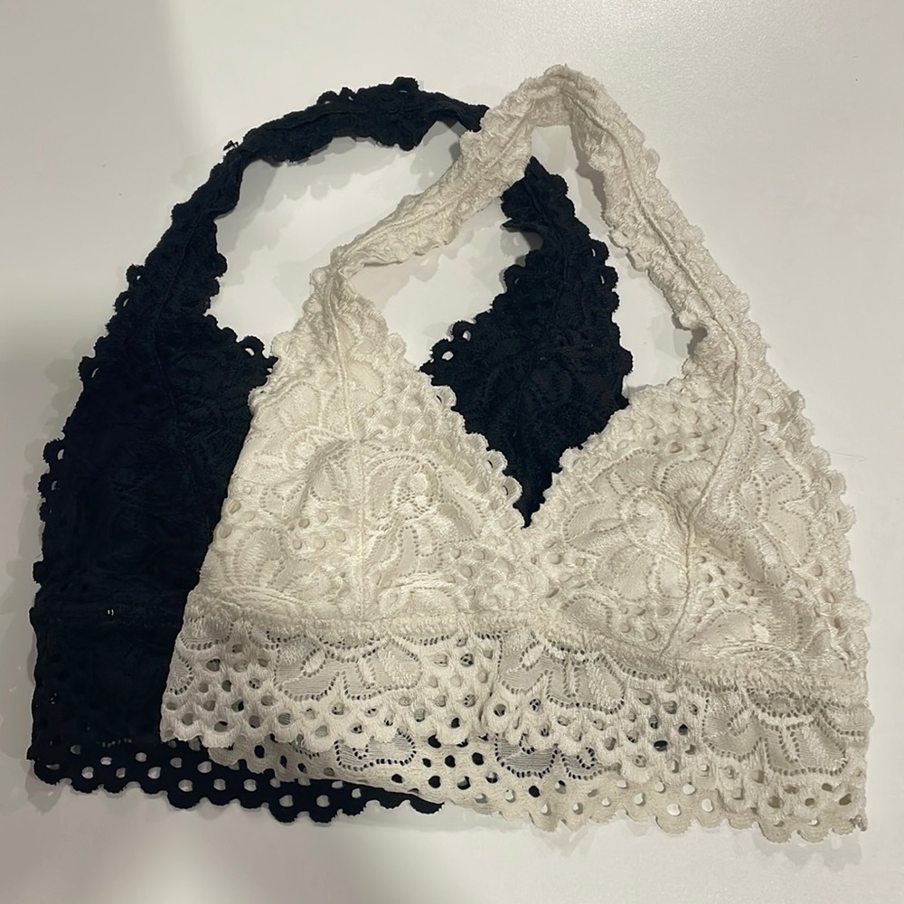 Black+White Halter Bralettes